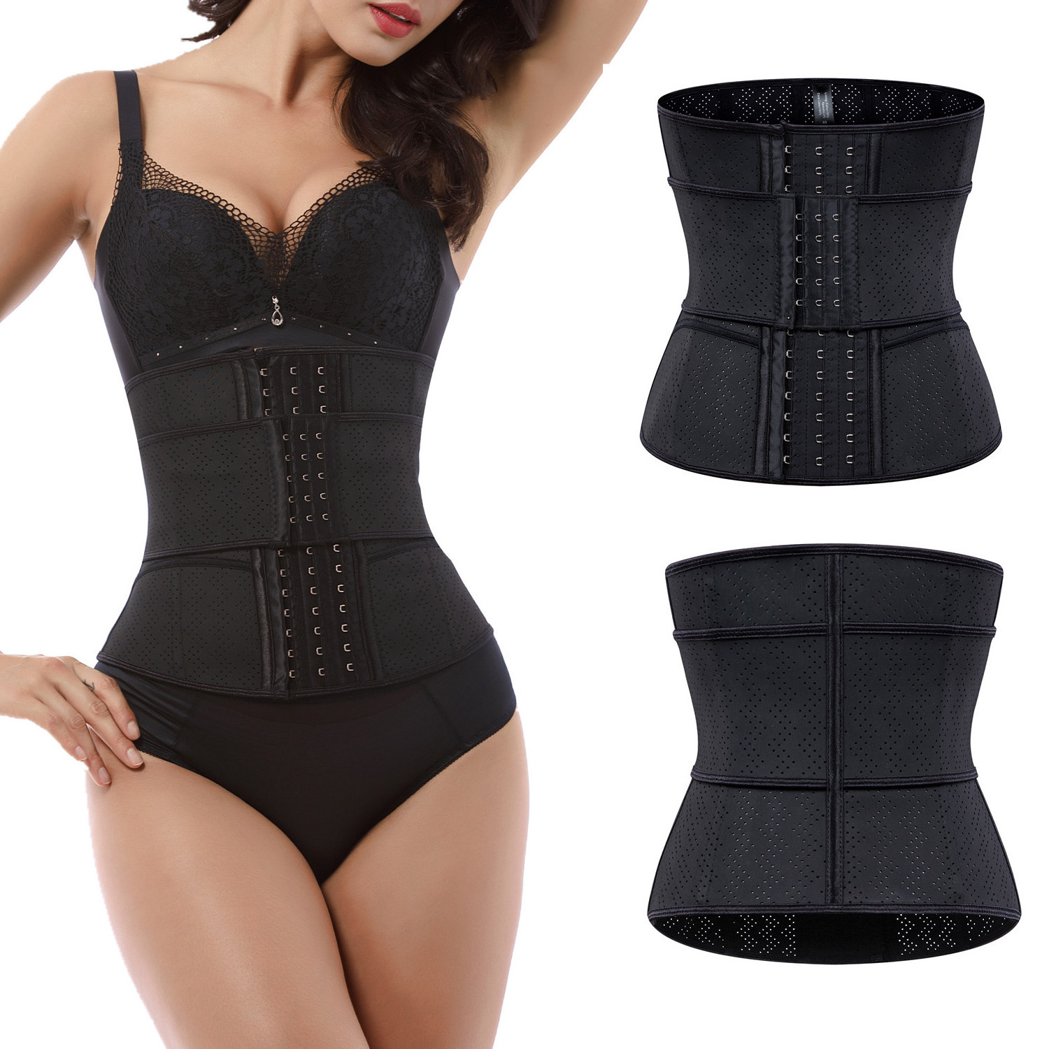 Height 28 breathable 9 steel boned 2 in 1 belt with hooks one belt slimming sports latex shapewear