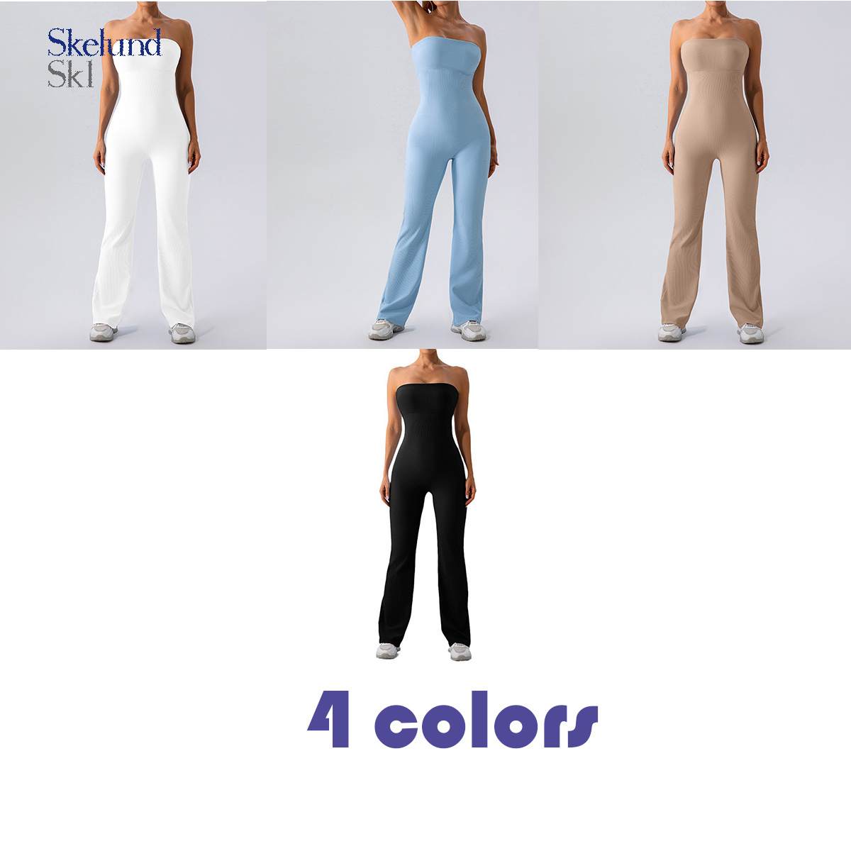 Wholesale Customized Tube top Flared Butt Lifting Tight Backless Sports Dance Yoga Jumpsuit Women Outdoor Fitness Gym Wear