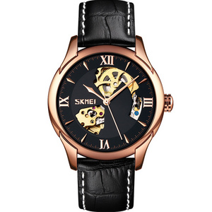 skmei 9223 automatic watch newest men golden hour watch cheapest price leather quartz jam relojes