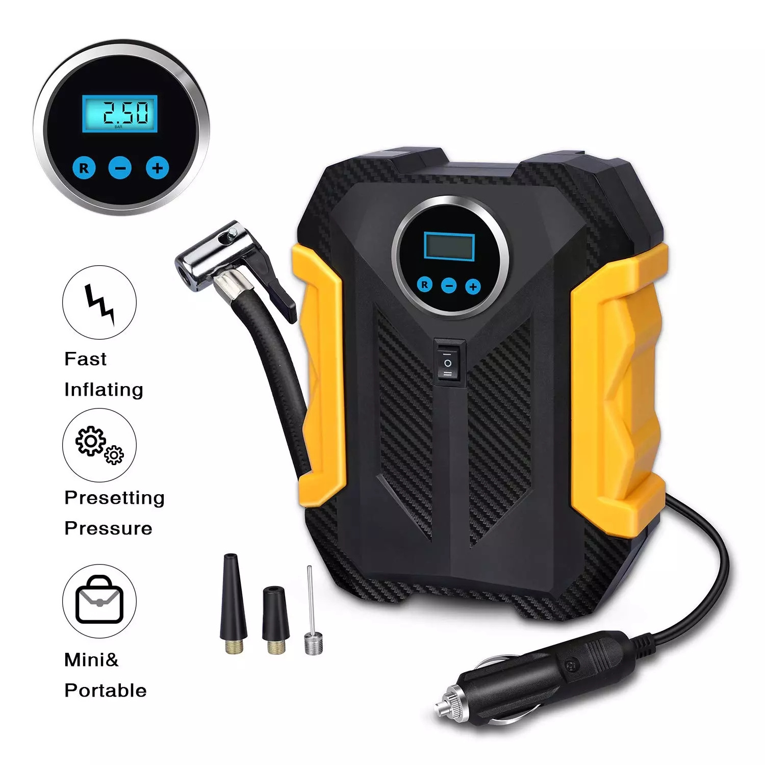 Dropshipping Car Tyre Inflator portable Car Air Pump 12V Air Compressor car turnip inflator