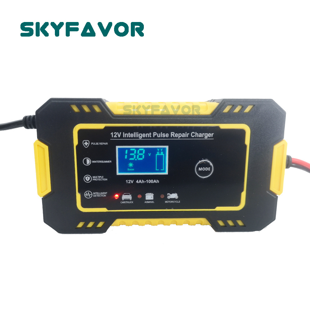 Automatic 12V Motorcycle Car Battery Charger 12V 6A VRLA SLA AGM GEL charger Pulse Repair 12V auto lead acid batteries charger