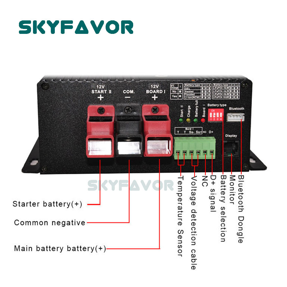 Intelligent dc to dc charger 12V to 48V 16A charger for SLA AGM Flooded Gel Sealed Lithium-Iron Phosphate Lithium-ion Batteries