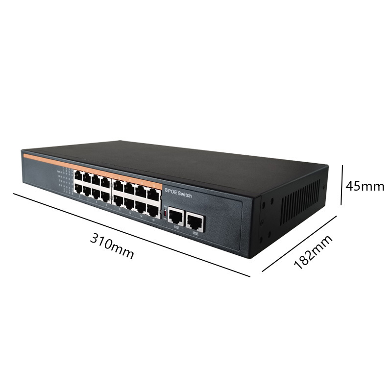 Built-in power supply 24 v200w Fiber 16 port poe switch