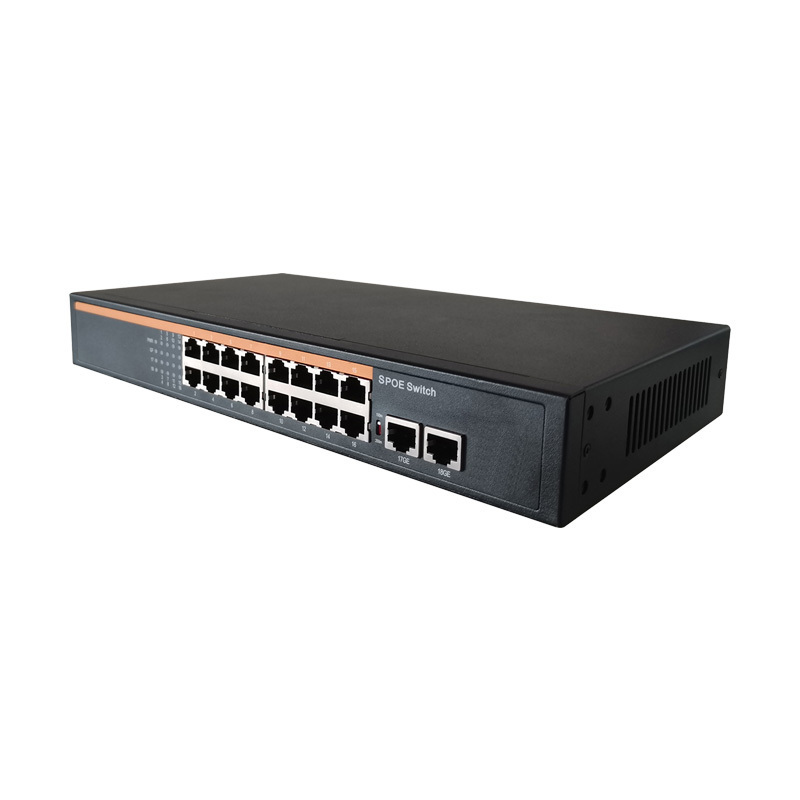 Built-in power supply 24 v200w Fiber 16 port poe switch