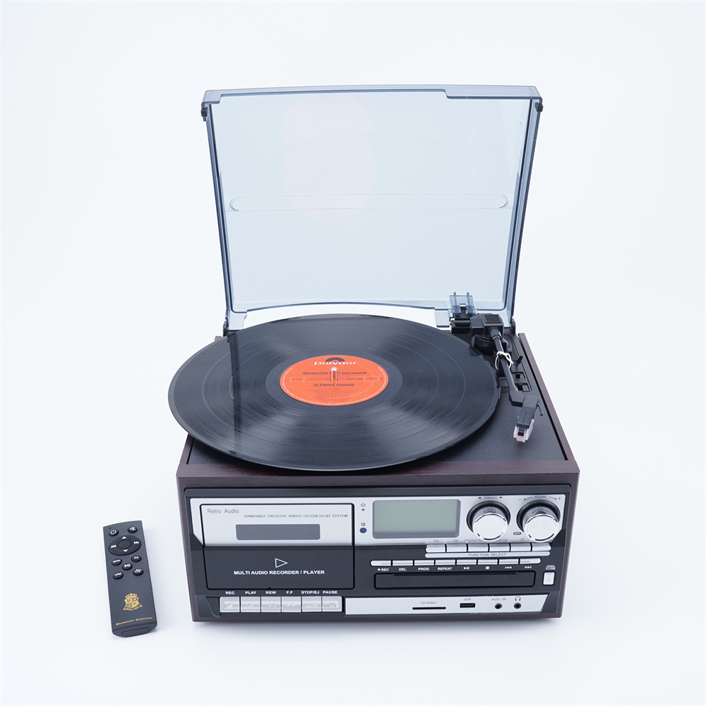 Fast shipping Time Vinyl Record Machine Antique European Wooden Suitcase Turntable Record Player Vinyl Gramophone Speaker