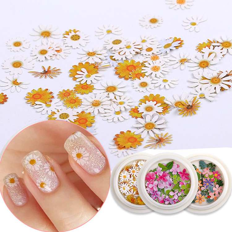 50pcs/box Daisy 3D Art Sticker For Nails Decals Nail Decorations