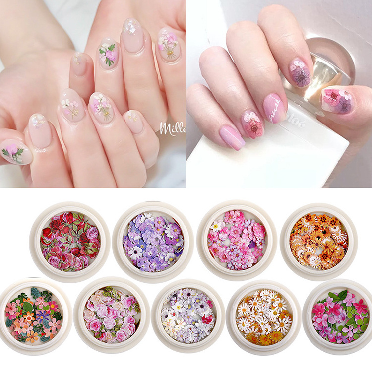 50pcs/box Daisy 3D Art Sticker For Nails Decals Nail Decorations