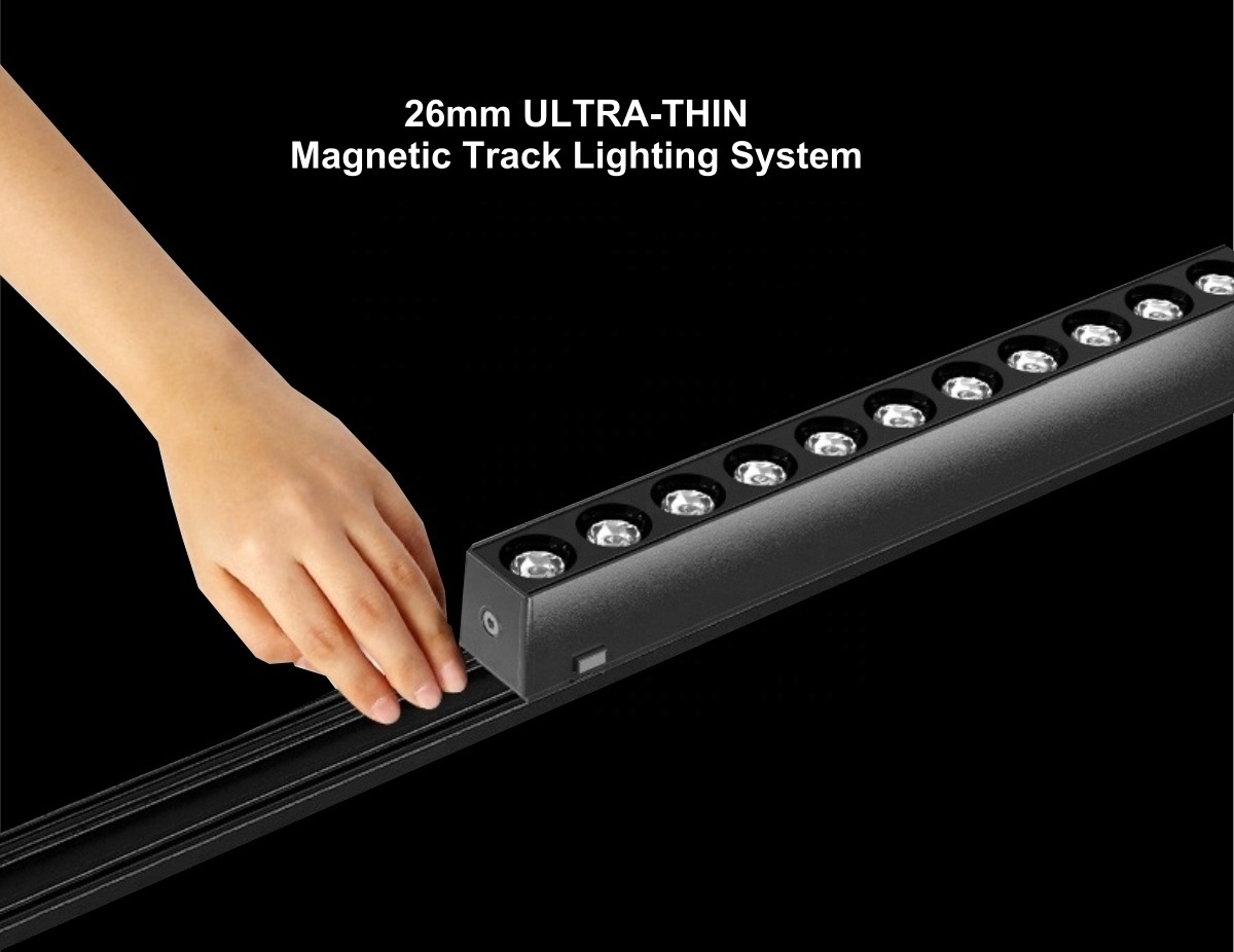 Ultra thin slim 26mm surface mounted linear magnetic track light 3W 5W 7W 10W 15W 20W led magnetic ceiling light