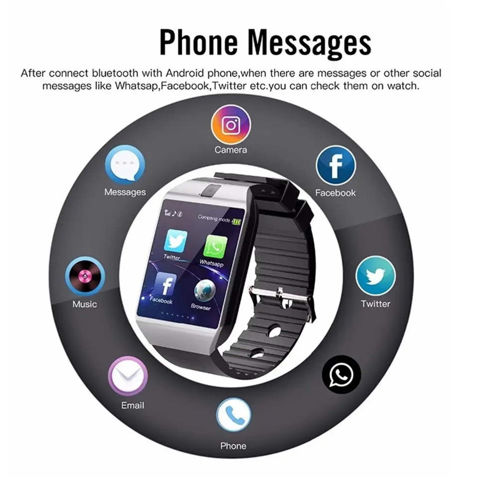 Hot sale Touch screen smart watch dz09 with blue tooth camera wrist watch sim card smart watch for ios Android phones