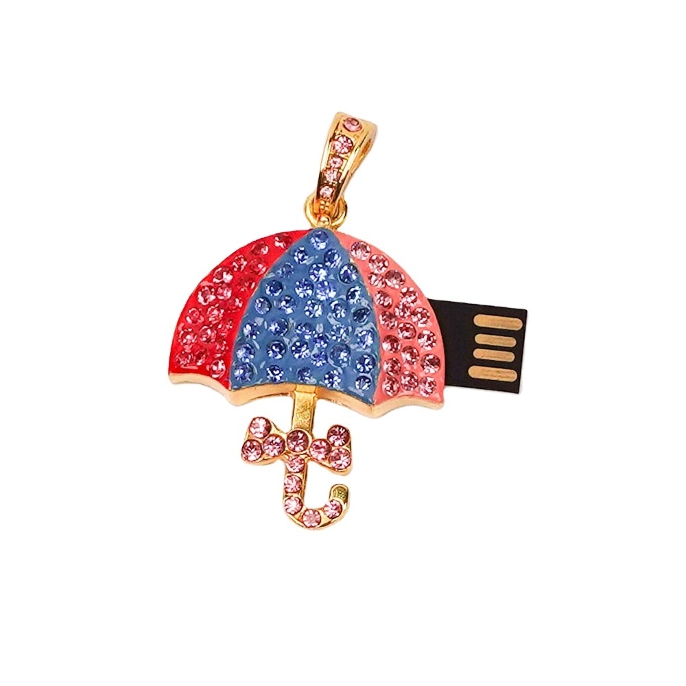 Metal jewelry umbrella usb flash drive 2.0v 16gb 32gb 64gb 128gb 1tb 2tb diamond usb pen drive