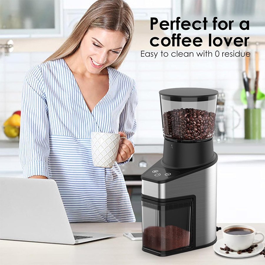 European standard plug conical burr coffee grinder, touch screen coffee grinder