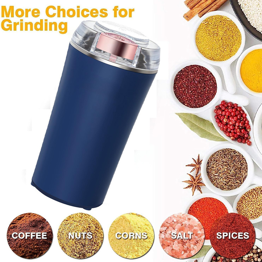 Us standard plug portable stainless steel mini electric coffee bean grinder Kitchen bean vanilla spice nut grinder