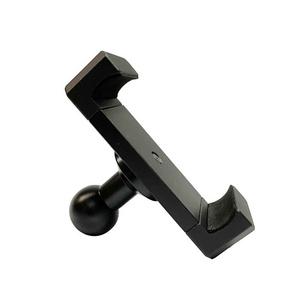 Universal double extendable aluminum metal smartphone clip holder cell phone mount ball joint