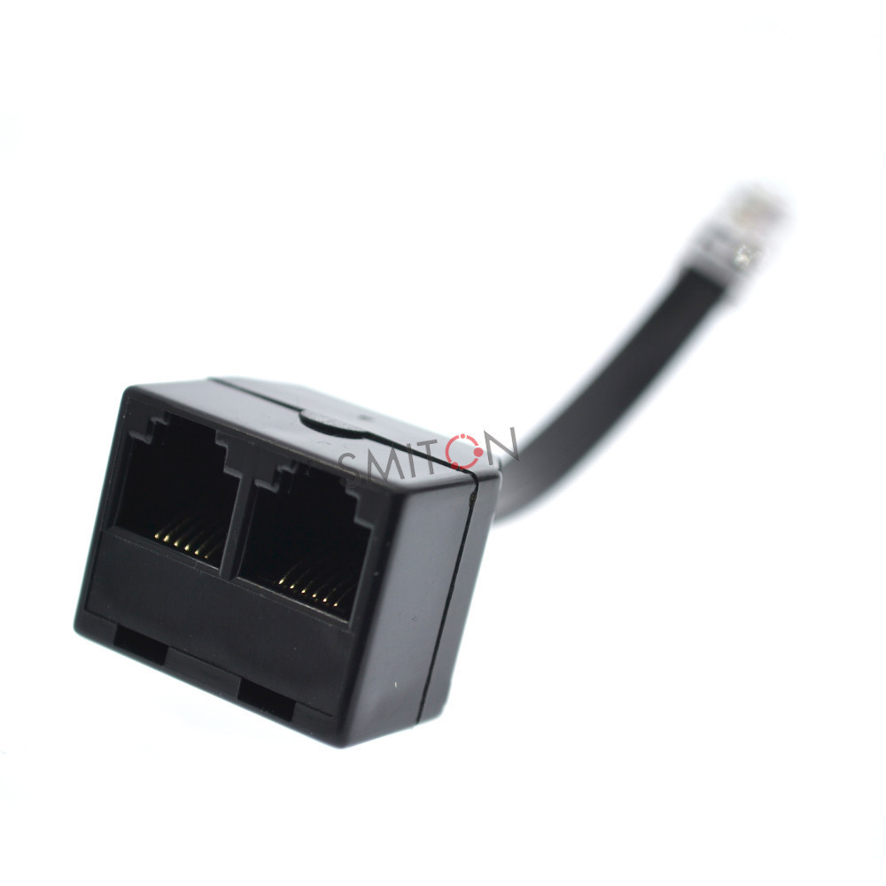 Telephone rj12 extension adapter male line to double rj12 female splitter