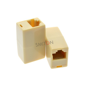 Beige Plastic RJ45 FEMALE TO RJ45 FEMALE/8P Network line Splitter