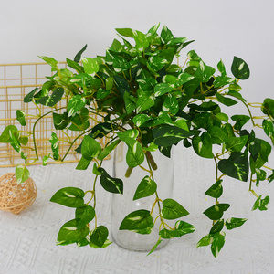 Simulation Hanging Rattan Plant Living Room Wall Decoration Green Rose Fake Leaf Plastic Flower