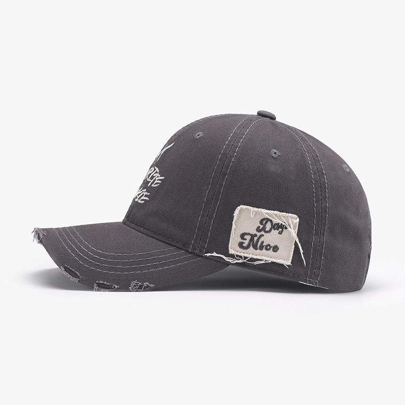 Soft Top Letter Embroidered Hole Men's Baseball Big Head Face Small Women's Fashion Cross-Border Curved Cap