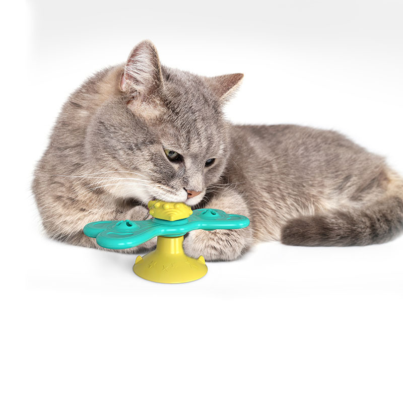 Grooming Rubber Molar Cat Pet Toy Windmill Catnip Toy For Kitten With Suction Cup Cat Toy