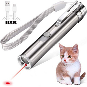 3 in 1 USB Rechargeable LED Red Dot Laser Pointer Interactive Cat Chaser Toy