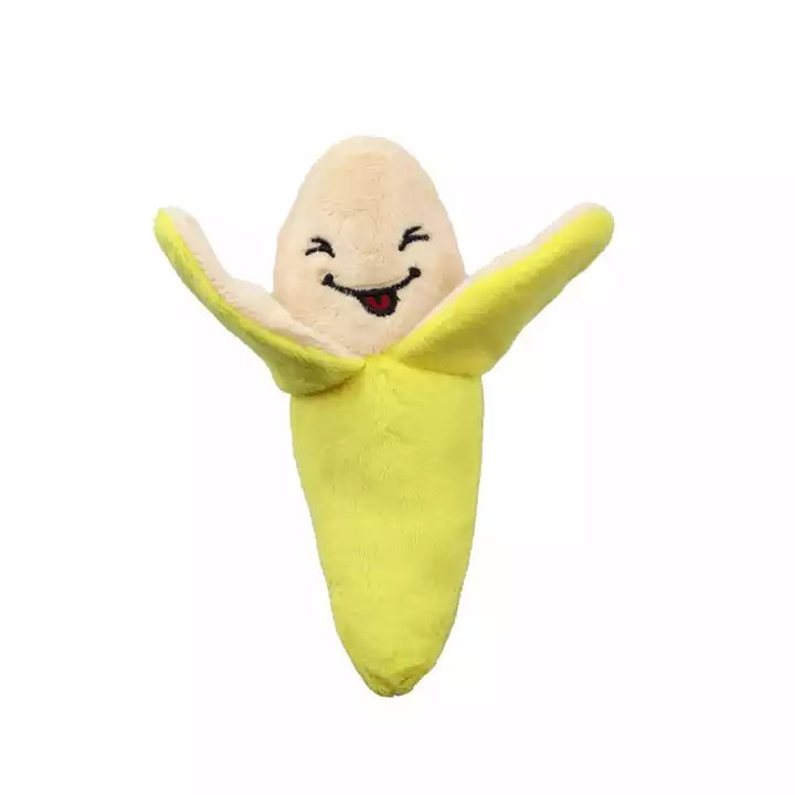 High Quality Happy Smile Banana Shape Interactive Teeth Cleaning Molar Plush Dog Chew Toy