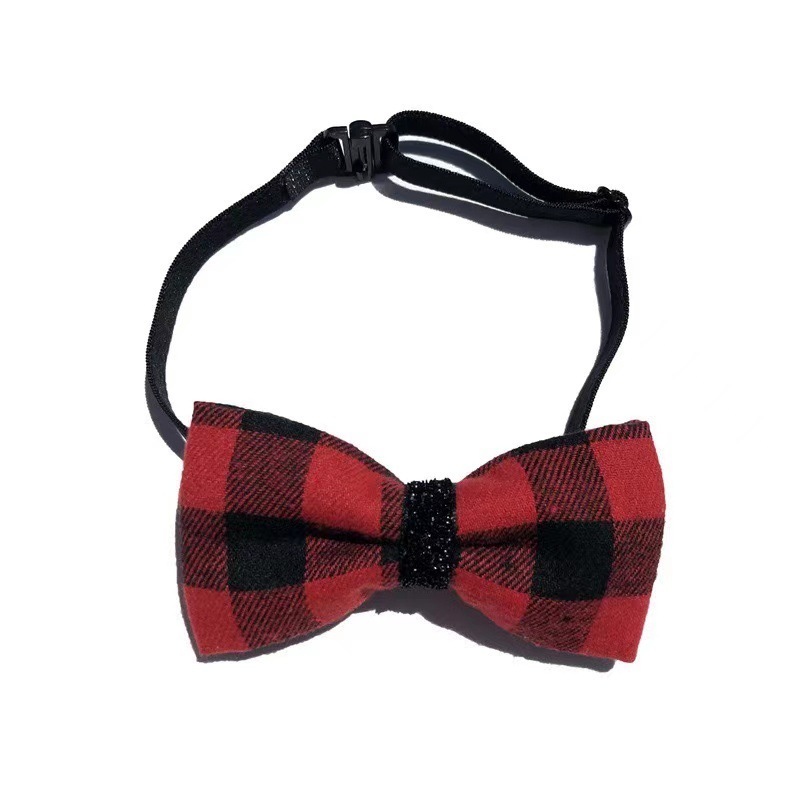 Wholesale Costume Pet Accessories Supplies Christmas Plaid Dog Bow Tie Bandanas Hat