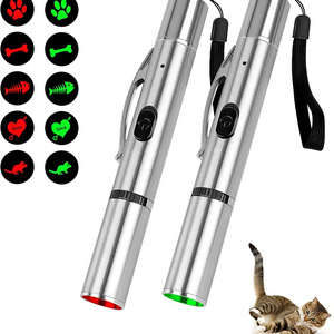 Laser Pen Interactiv USB Rechargeable 5 Patterns Mini Aluminum LED Light Flashlight Pet Cat Catch Light Pointer Toy