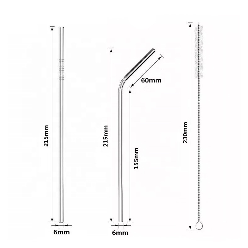 Eco Friendly Reusable Metal 304 Stainless Steel Drinking Straw