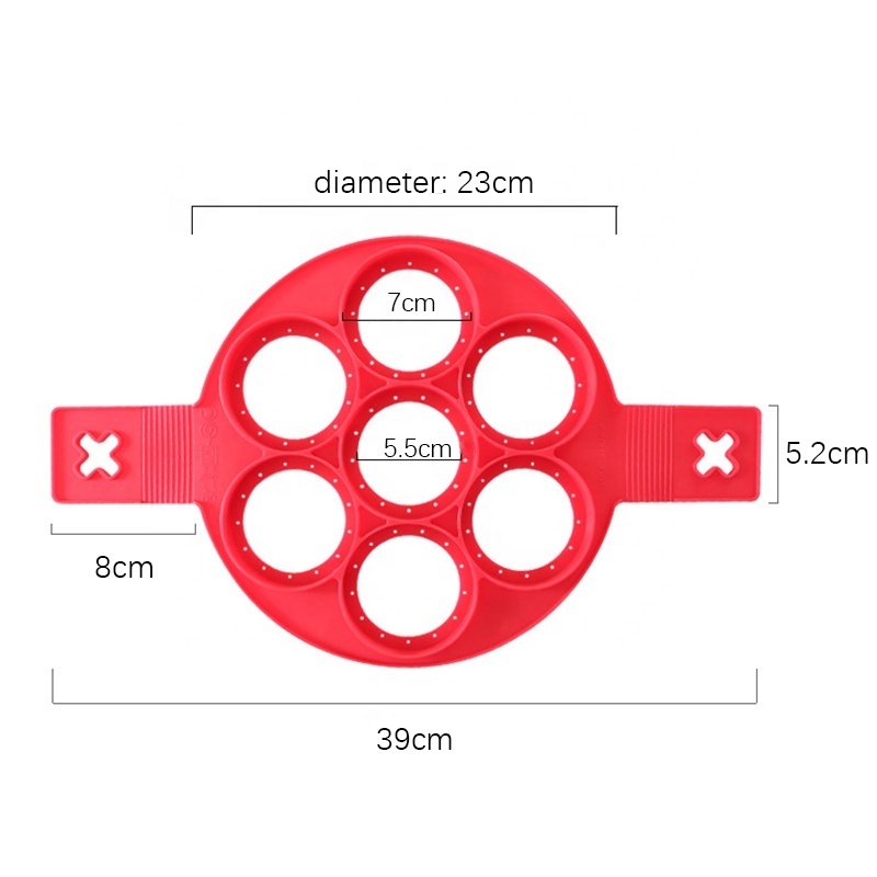 Reusable 7 Cavity Silicone Pancake Mold Egg Ring Mold