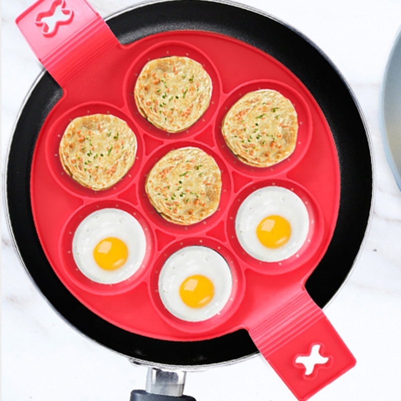 Reusable 7 Cavity Silicone Pancake Mold Egg Ring Mold