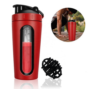 large capacity 24oz leak proof 304 stainless steel protein shaker bottle with mixing ball for coffee/milk shaker/smoothie