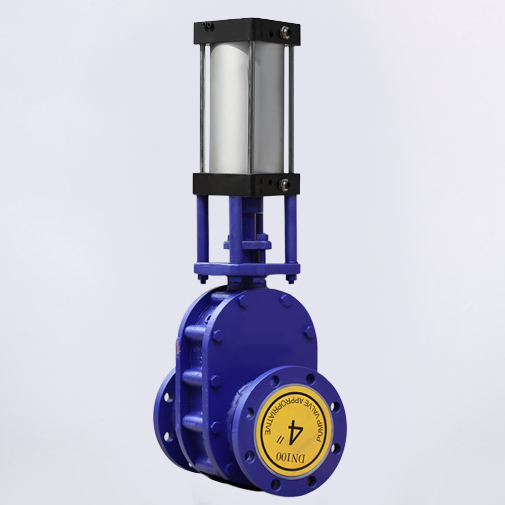 PN10 3 inch Pneumatic Ceramic Gate Valve WCB SS304 Pneumatic cylinder Air Control double disc parallel  flange Gate Valve