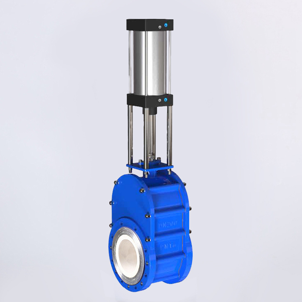 PN10 3 inch Pneumatic Ceramic Gate Valve WCB SS304 Pneumatic cylinder Air Control double disc parallel  flange Gate Valve