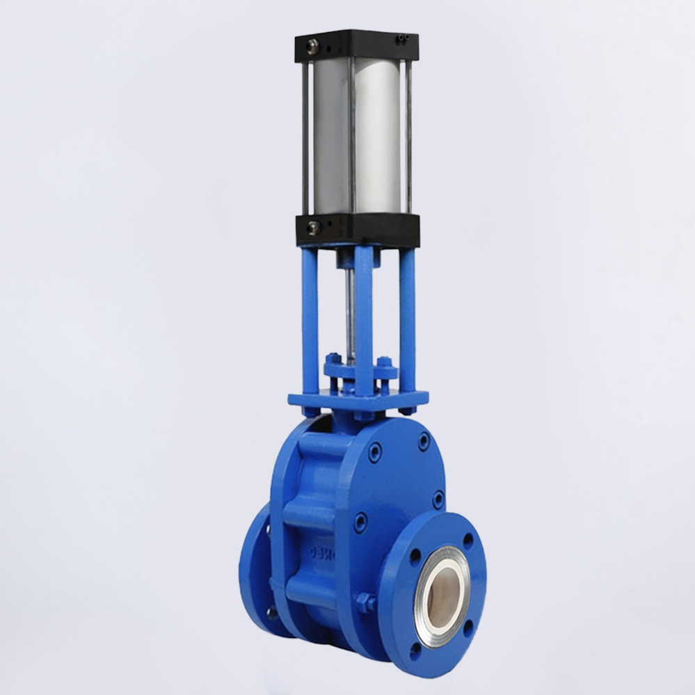 PN10 3 inch Pneumatic Ceramic Gate Valve WCB SS304 Pneumatic cylinder Air Control double disc parallel  flange Gate Valve