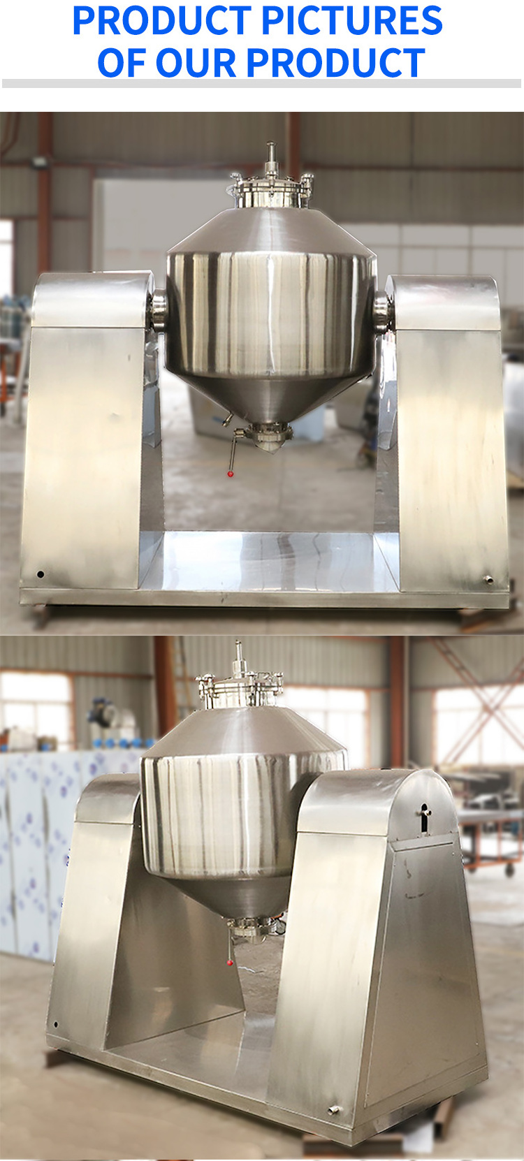 Double Cone Rotary Vacuum Dryer Industrial Powder Mixing Machine Model W Double Cone Mixer Cone mixer