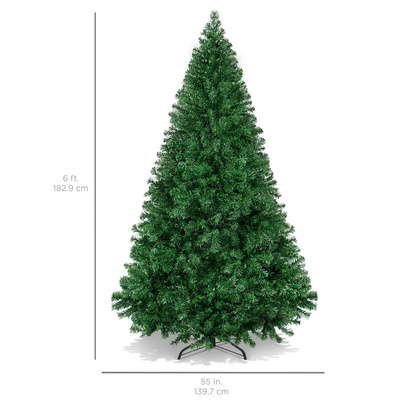 Easy Assembly 6ft Premium Hinged Artificial Holiday Arbol de Navidad Christmas Pine Tree for Home Office Party Decoration