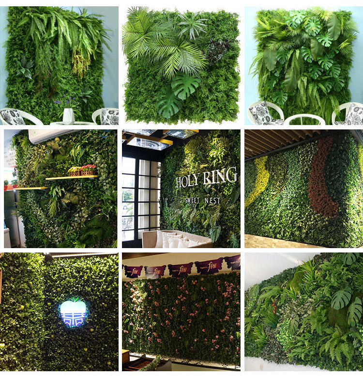 New Design Customized Jungle Style Vertical Plants Wall Artificial Backdrop Wall Panels Green Grass Wall for Home Decoration