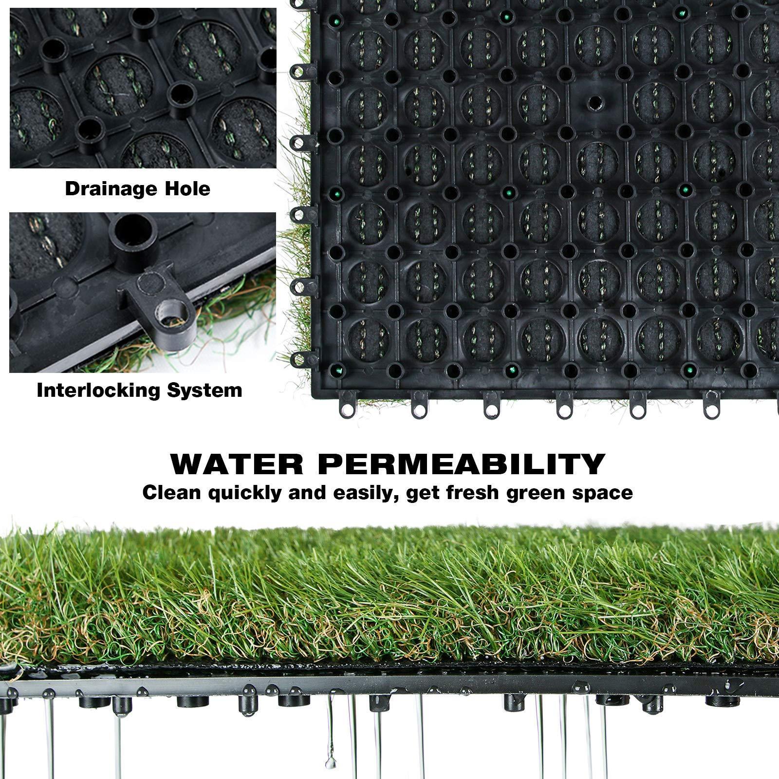 Shangpin 30*30cm Grass Turf Panel Puzzle Fake Grass With Upgrade Interlocking System Self-Draining Artificial Grass Tile