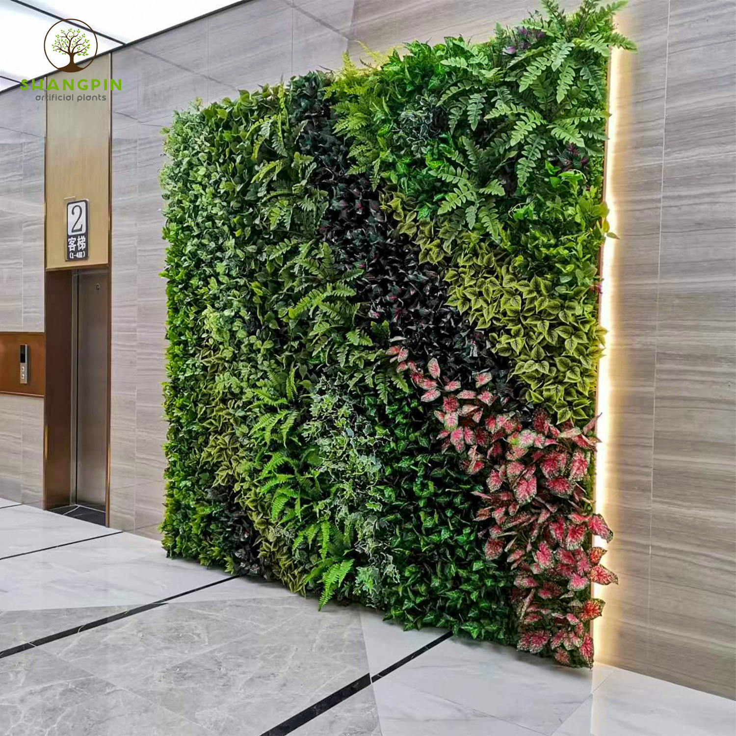 5-Star Hotel Decor Green Wall Plants Uv Resistant Green Wall Tile Long Lifespan Artificial Vertical Grass Wall Panel