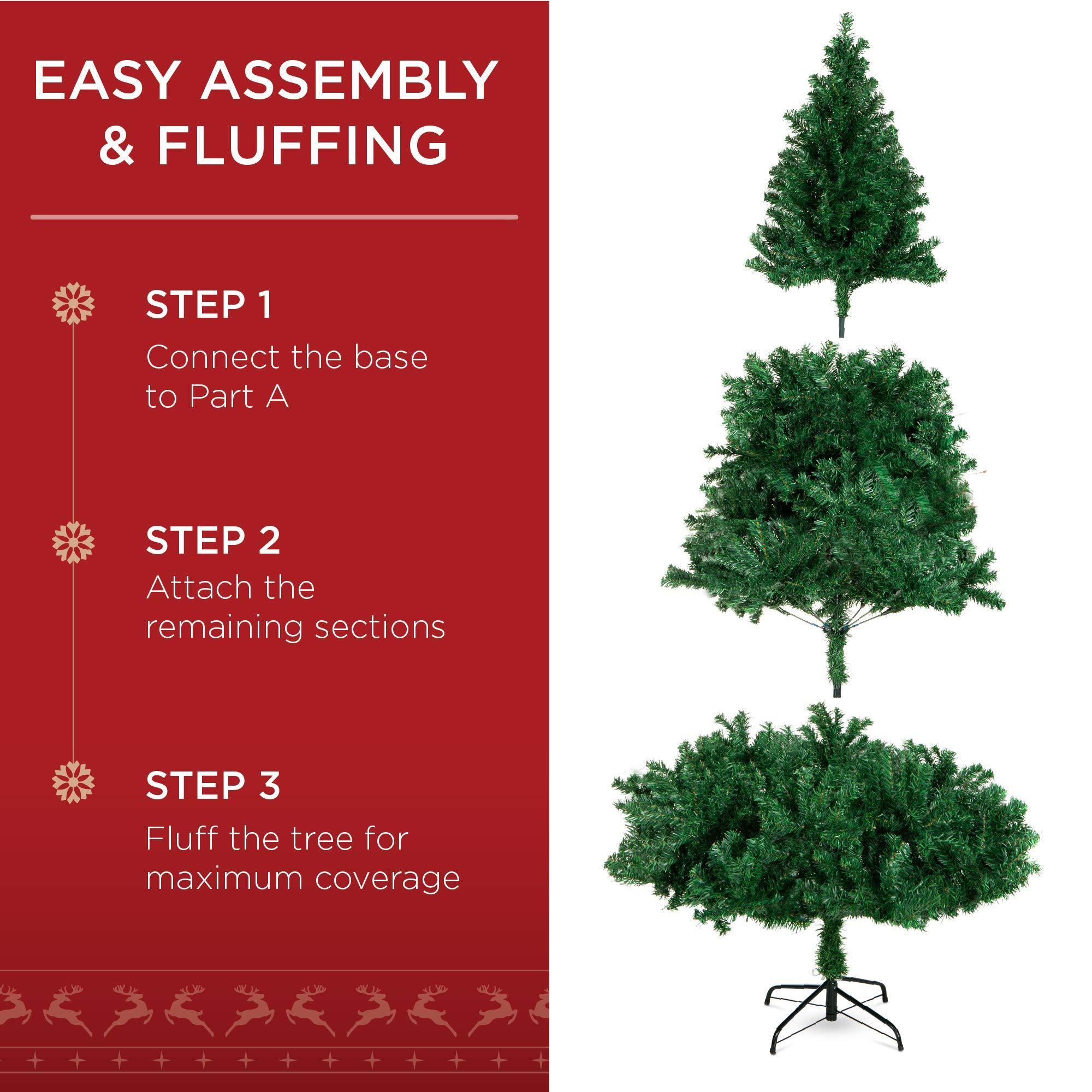 Easy Assembly 6ft Premium Hinged Artificial Holiday Arbol de Navidad Christmas Pine Tree for Home Office Party Decoration