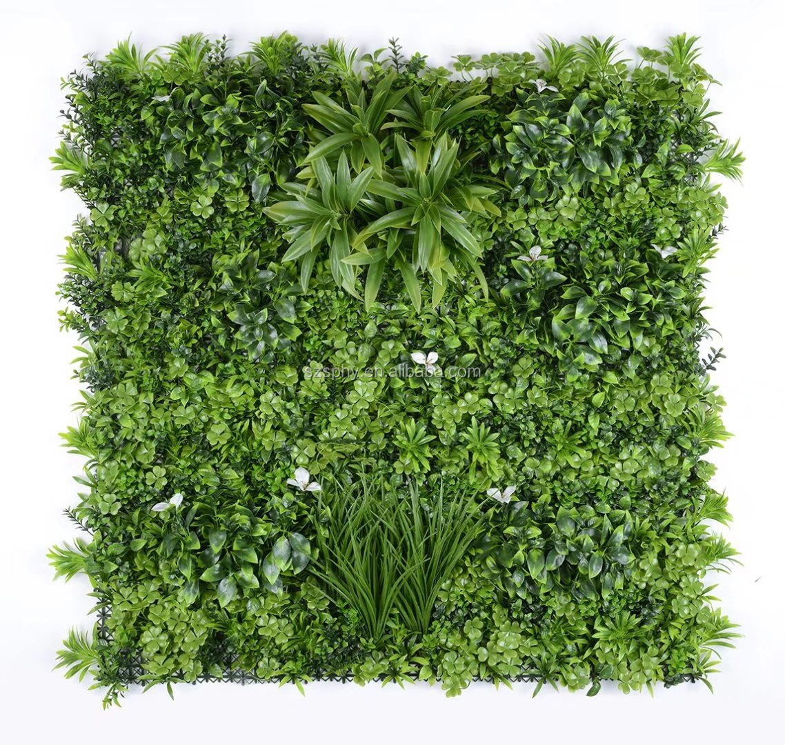 New style fake grass wall artificial plant green wall with flower for wholesale