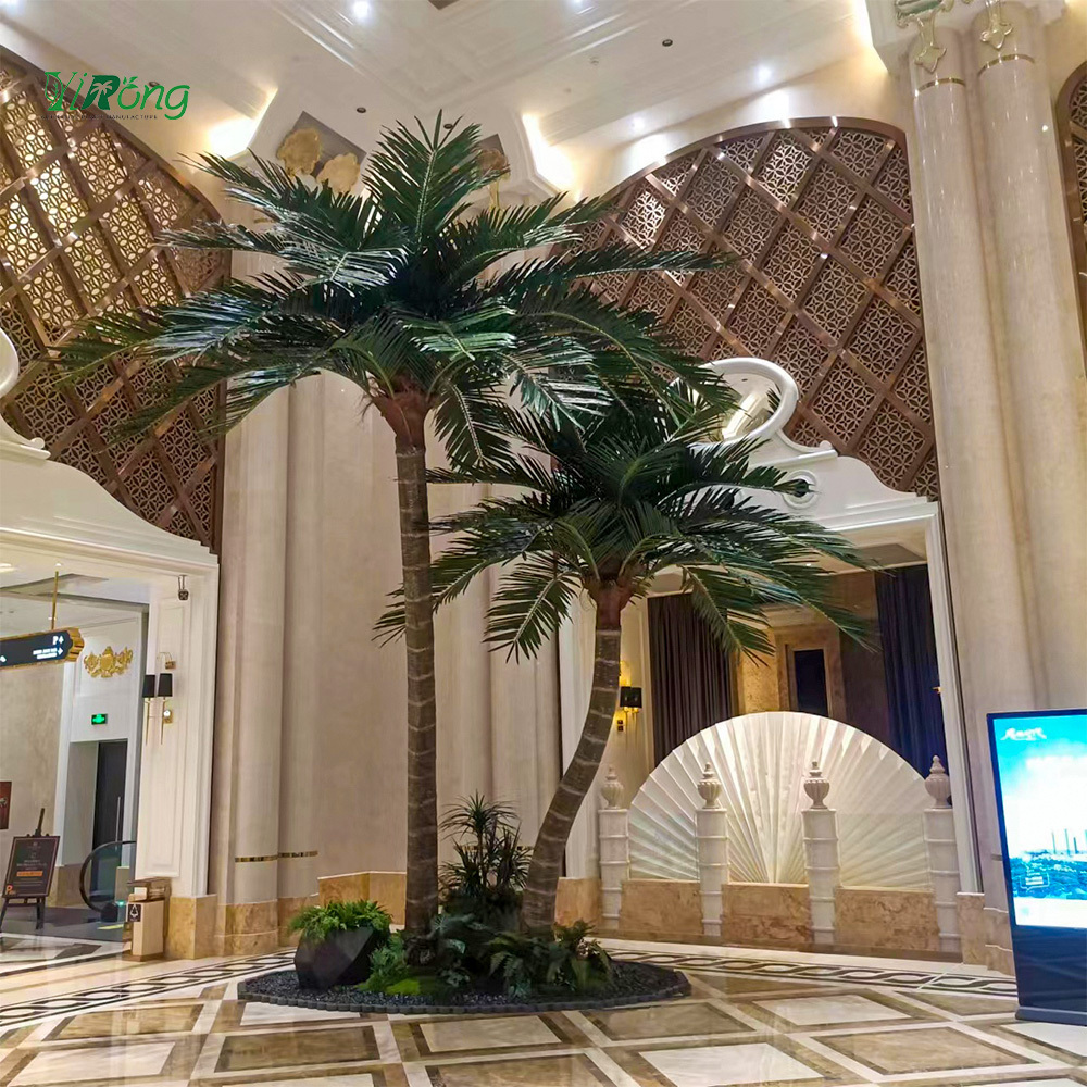 Custom Fake Large 5m-8m Palm Tropical Ornamental Plastic Fiberglass Planttall Giant Big Artificial Palm Coconut Tree For Hotel