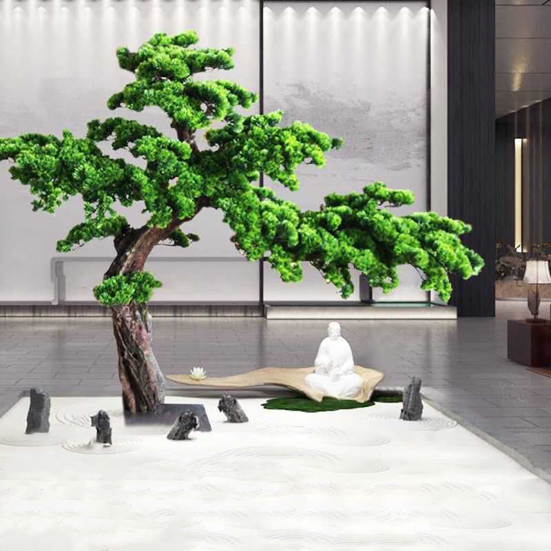 SPSS7 Artificial Pine Branch Large Potted Plant Big Japanese Pine Bonsai Trees Artificial Cedar Pine Tree For Home Decor