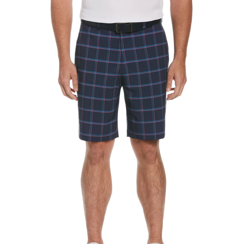 Custom OEM High Quality Dry Fit Classic Stretch Men's Roadmap Plaid Performance Golf Shorts