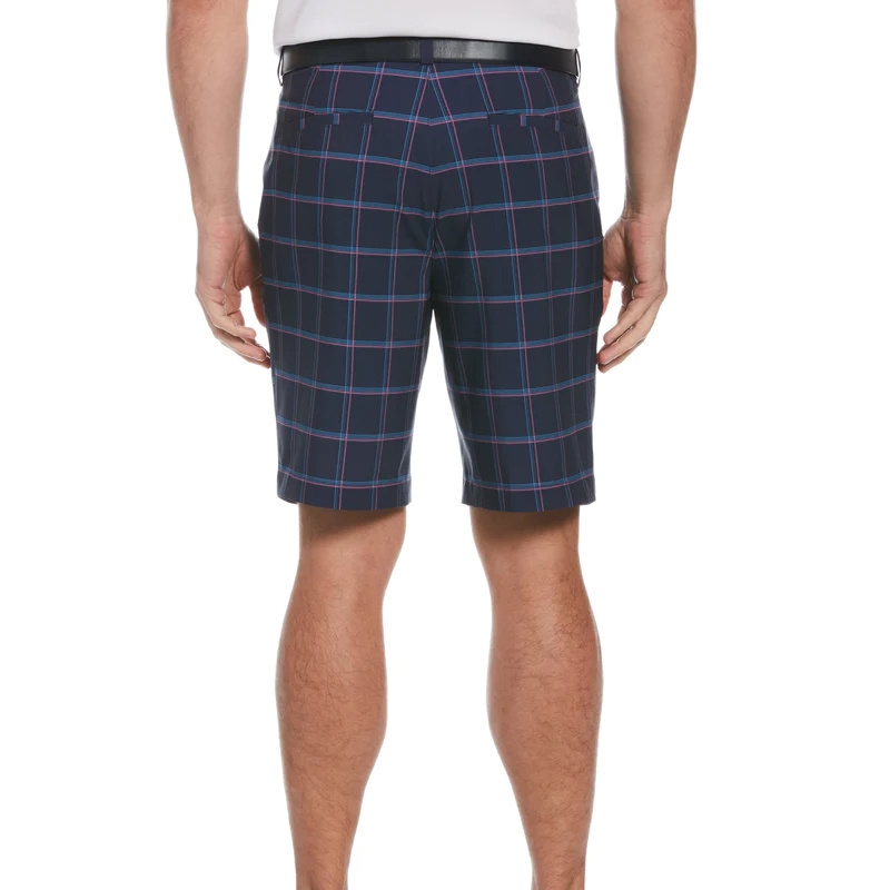 Custom OEM High Quality Dry Fit Classic Stretch Men's Roadmap Plaid Performance Golf Shorts