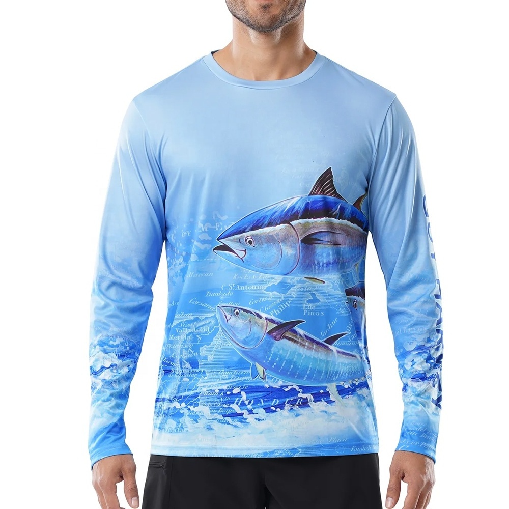 2024 Custom Logo 100% Recycled Polyester Quick Dry Scale Pattern Print Personalized Long Sleeve Fishing Wear T Shirts