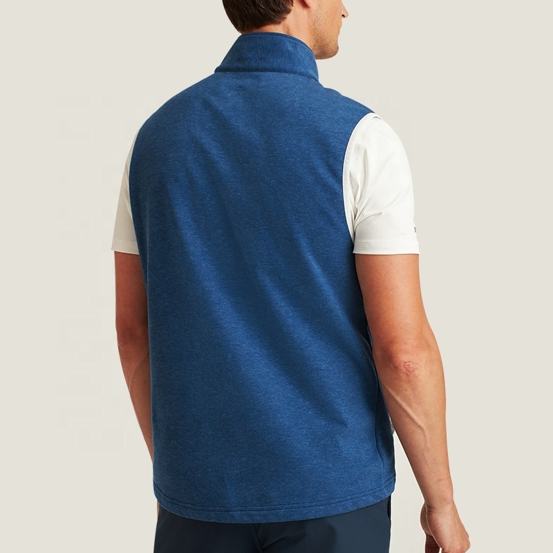 Custom Logo Embroidery Breathable Golf Zip Vest Knitted Sleeveless Vest Jacket Golf Wear Men's Vests