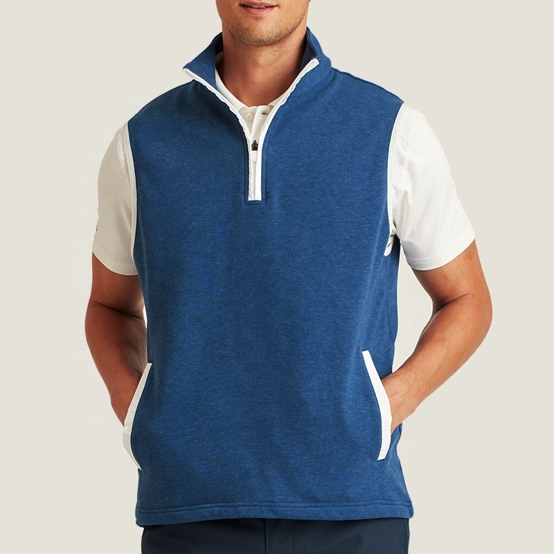 Custom Logo Embroidery Breathable Golf Zip Vest Knitted Sleeveless Vest Jacket Golf Wear Men's Vests