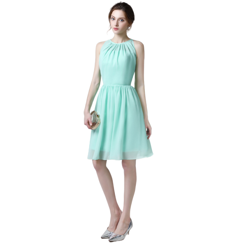 Short Cocktail Party Dress Mint Green Chiffon Knee Length Homecoming Gown Graduation Party Event Gown New Arrival Cheap for Sale