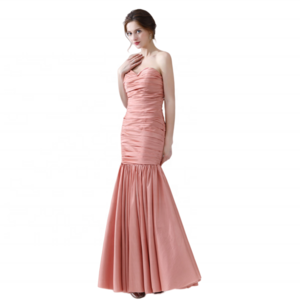 Dusty Pink Peach Mermaid Long Evening Dresses Taffeta Sweetheart Women Evening Gown Girls Prom Party Dress