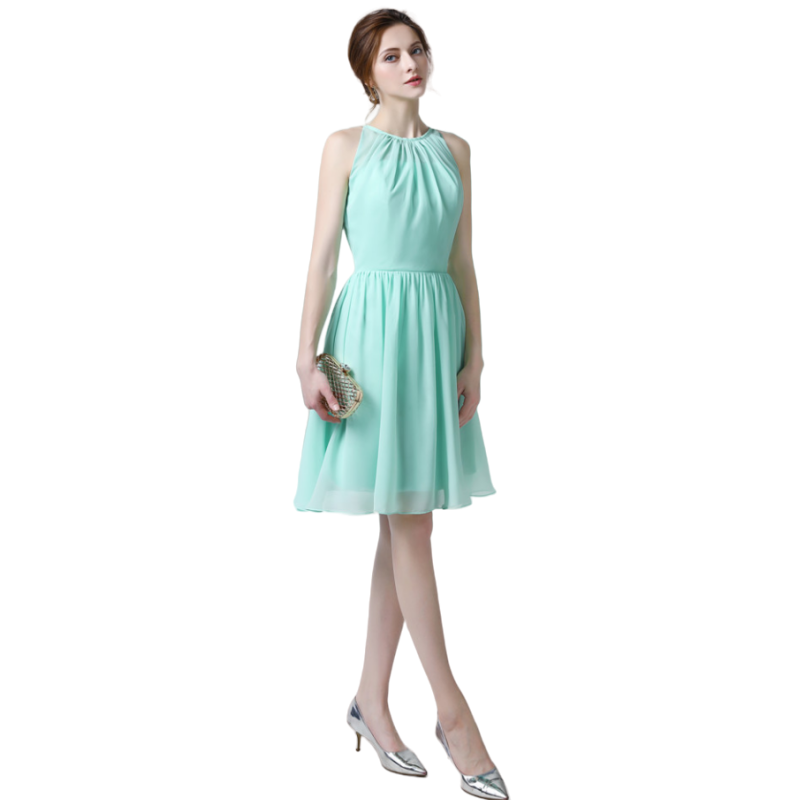 Short Cocktail Party Dress Mint Green Chiffon Knee Length Homecoming Gown Graduation Party Event Gown New Arrival Cheap for Sale